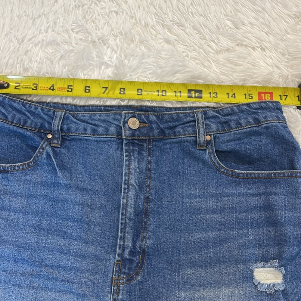 INDIGO RISING Denim Blue Distressed Women's Skirt SIZE LARGE - Picture 3 of 5